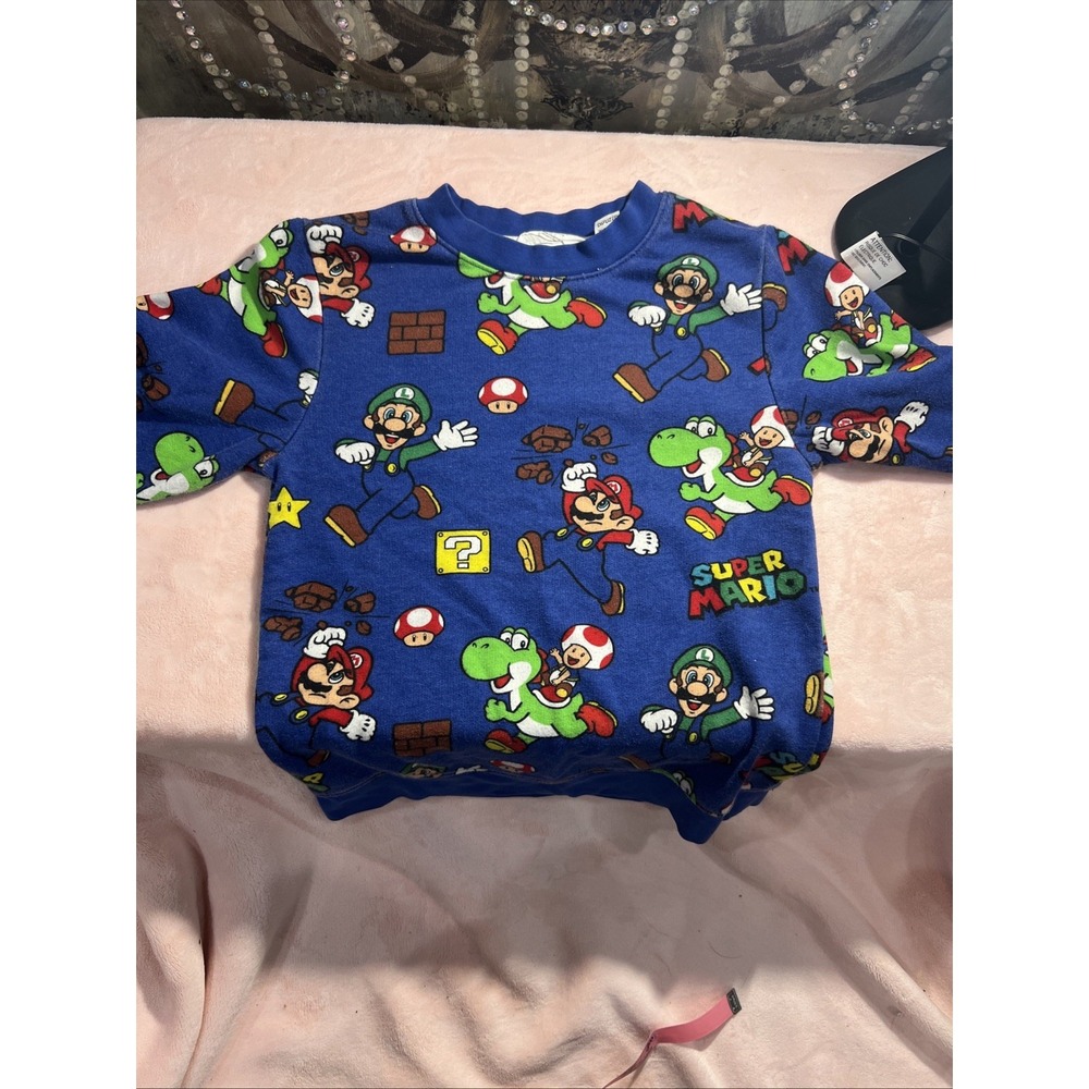 Super Mario Sweatshirt H & M 6-7 unisex kids sweatshirt blue super cute 187